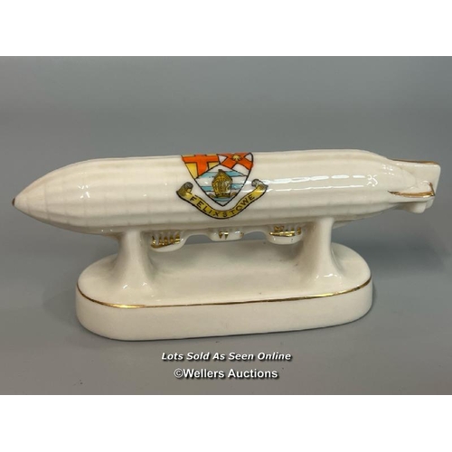 48 - Four crested china Zeppelin models including Cambridge Super Zeppelin, Esher, Thornbury and Felixsto... 