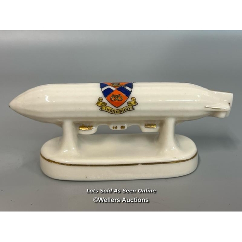 48 - Four crested china Zeppelin models including Cambridge Super Zeppelin, Esher, Thornbury and Felixsto... 