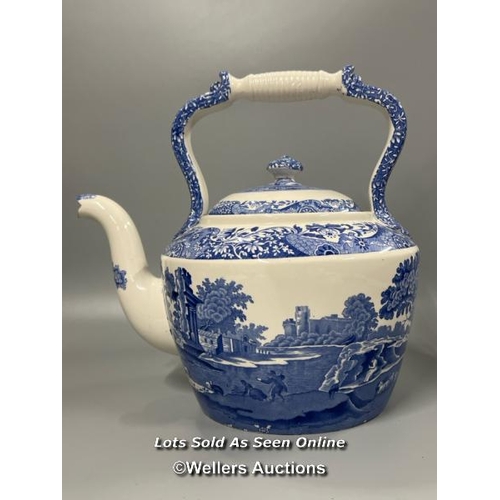 63 - A large Spode blue & white teapot, minor damage to the spout, 30cm high / AN12