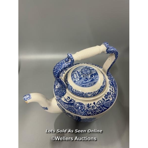 63 - A large Spode blue & white teapot, minor damage to the spout, 30cm high / AN12