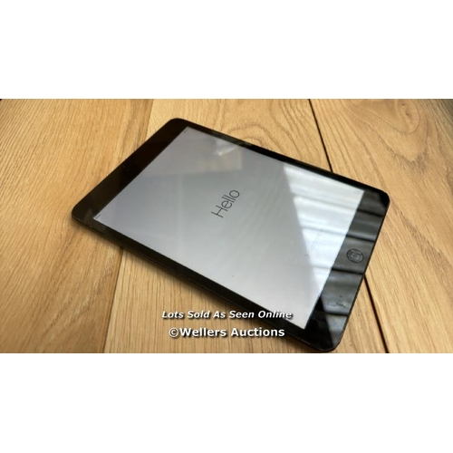 2002 - APPLE IPAD MINI / SPACE GREY / 16GB / SERIAL NO. F4NL3MWYF193 / I-CLOUD LOCKED