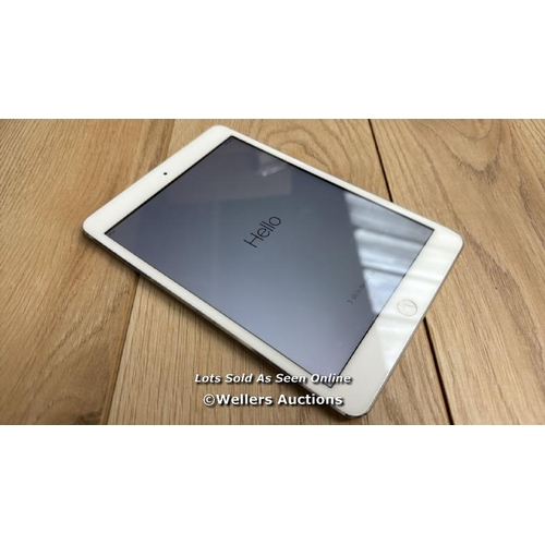 2008 - APPLE IPAD MINI / SILVER / 16GB / SERIAL NO. F7QMQQ4RF196 / I-CLOUD LOCKED