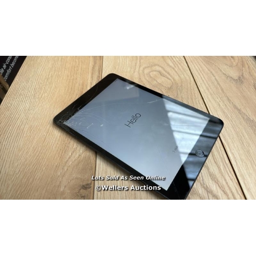 2009 - APPLE IPAD MINI / SPACE GREY / 32GB / SERIAL NO. F4KJTA70F194 / I-CLOUD LOCKED / SCREEN DAMAGE