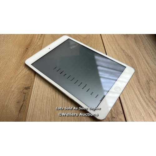 2033 - APPLE IPAD MINI 2 / A1489 / SILVER / 32GB / SERIAL NO. FRNVM05VFCM9  / I-CLOUD LOCKED