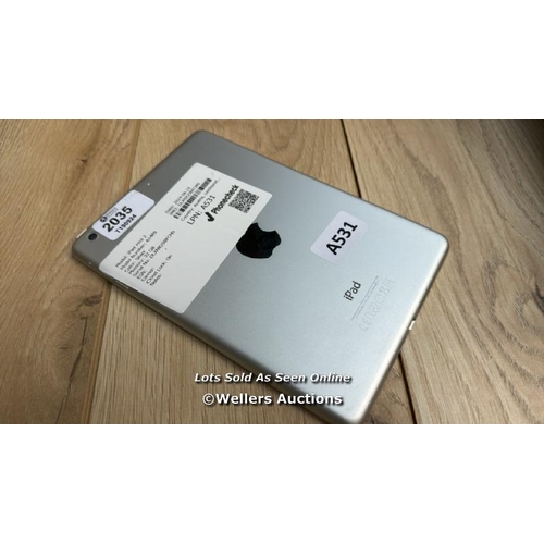 2035 - APPLE IPAD MINI 2 / A1489 / SILVER / 32GB / SERIAL NO. DLXNX29BFCM9  / I-CLOUD LOCKED