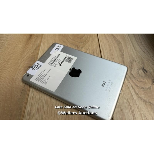 2037 - APPLE IPAD MINI 2 / A1489 / SILVER / 32GB / SERIAL NO. F9FNL7KVFCM9  / I-CLOUD LOCKED