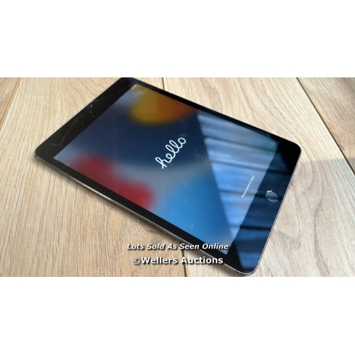 2057 - APPLE IPAD MINI 4 / A1538 / SPACE GREY / 16GB / SERIAL NO. F9FRF1DRGHK9  / I-CLOUD LOCKED / SCREEN D... 