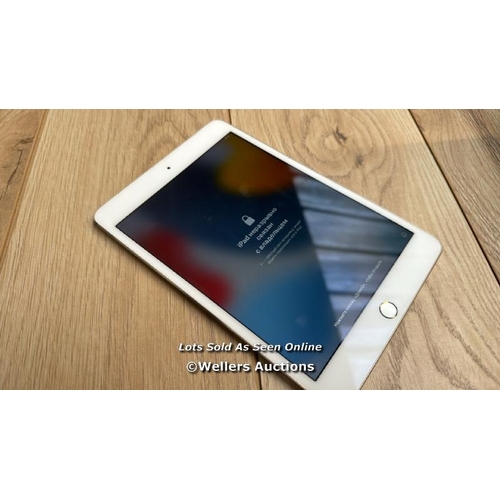 2073 - APPLE IPAD MINI 4 / A1538 / GOLD / 128GB / SERIAL NO. FNVXT02SGHKL  / I-CLOUD LOCKED