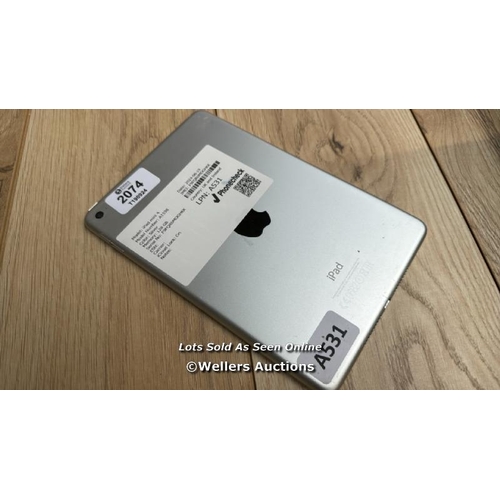 2074 - APPLE IPAD MINI 4 / A1538 / SILVER / 128GB / SERIAL NO. F9FQR0MDGHKK  / I-CLOUD LOCKED