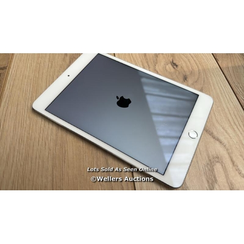 2075 - APPLE IPAD MINI 4 / A1538 / SILVER / 128GB / SERIAL NO. F9FY12LLGHKK  / I-CLOUD LOCKED