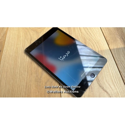 2082 - APPLE IPAD MINI 4 / A1538 / SPACE GREY / 128GB / SERIAL NO. F9FY53PHGHKJ  / I-CLOUD LOCKED