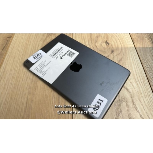 2093 - APPLE IPAD MINI 5 / A2133 / SPACE GREY / 64GB / SERIAL NO. F6QJP00RLM93  / I-CLOUD LOCKED