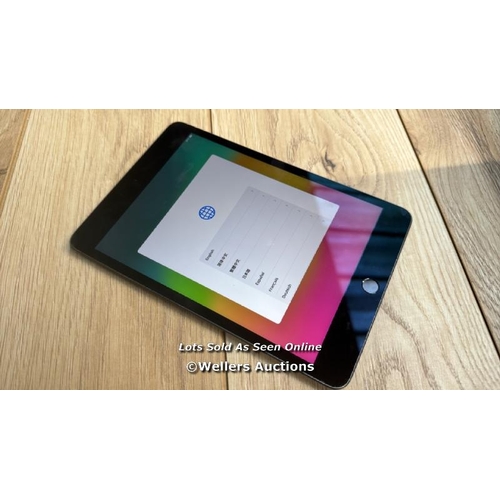 2098 - APPLE IPAD MINI 5 / A2133 / SPACE GREY / 64GB / SERIAL NO. DMPDR79SLM93  / I-CLOUD LOCKED