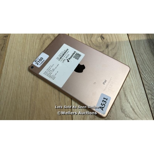 2100 - APPLE IPAD MINI 5 / A2133 / GOLD / 64GB / SERIAL NO. DMPCTQP1LM95  / I-CLOUD LOCKED / SCREEN DAMAGE