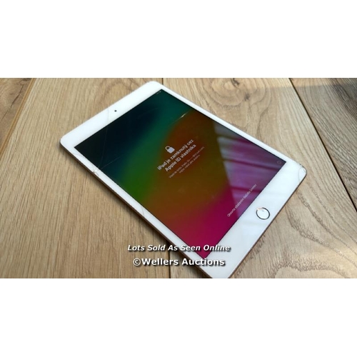 2107 - APPLE IPAD MINI 5 / A2133 / GOLD / 64GB / SERIAL NO. DMPY9CB0LM95 / I-CLOUD LOCKED / SCREEN DAMAGE