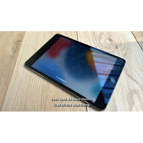 2131 - I-CLOUD UNLOCKED: APPLE IPAD MINI 4 / A1538 / 128GB / SPACE GREY / SERIAL NO. FFLWJ002GHKJ