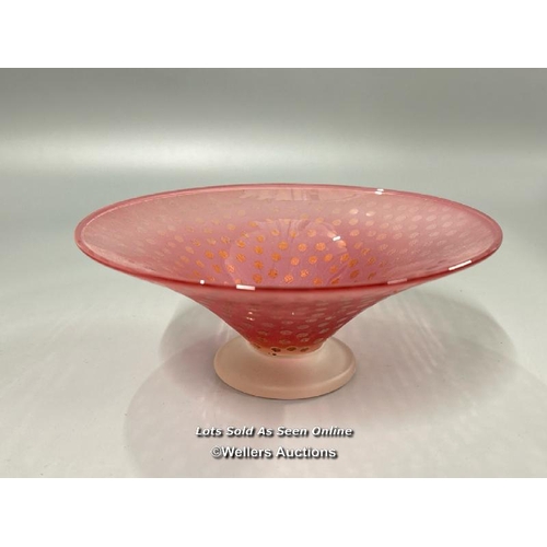 70 - Highland stoneware fruit bowl, 30cm diameter with a two small glass dishes / AN13