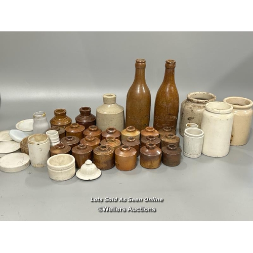 72 - Assorted stoneware bottles, ink bottles and jars including Allen & Lloyd Ginger Beer / AN13