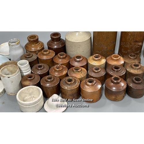 72 - Assorted stoneware bottles, ink bottles and jars including Allen & Lloyd Ginger Beer / AN13