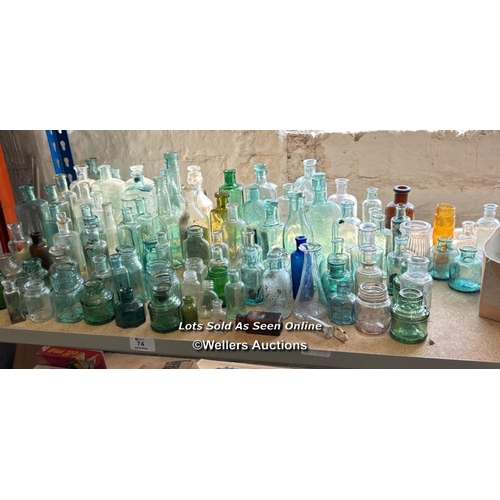 74 - A large collections of vintage glass apothecary bottles, perfume bottles and ink bottles / AN23