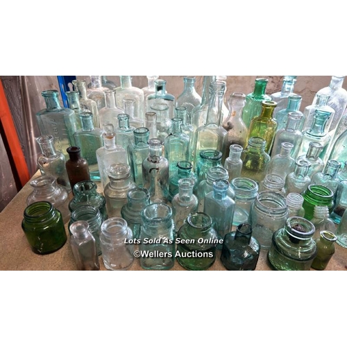 74 - A large collections of vintage glass apothecary bottles, perfume bottles and ink bottles / AN23