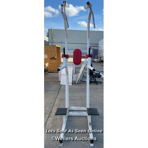 12 - Star Trac F-617 chin up, dip and leg raise station, 232cm h x 63cm w x 164cm l / JGS194