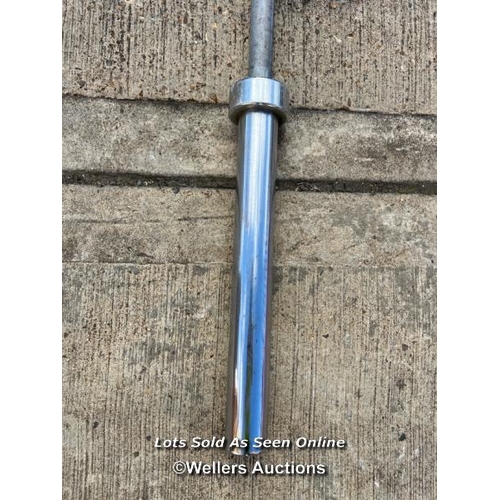 14 - Unbranded olympic barbell, 219cm l x 5cm dia at end of barbell / JGS420