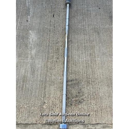 14 - Unbranded olympic barbell, 219cm l x 5cm dia at end of barbell / JGS420