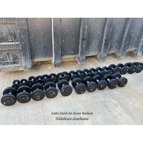 18 - Complete set of dumbells from 2.5kg through to 35kg, x28 dumbells in total / JGS416