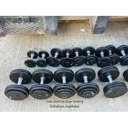 18 - Complete set of dumbells from 2.5kg through to 35kg, x28 dumbells in total / JGS416