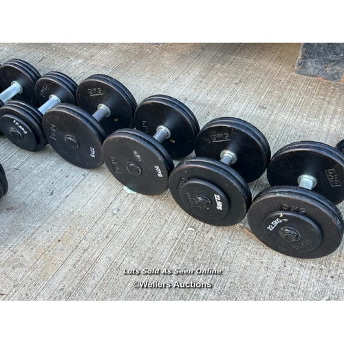 18 - Complete set of dumbells from 2.5kg through to 35kg, x28 dumbells in total / JGS416