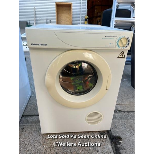 25 - Fisher & Paykel dryer, with AUS plug, 80cm h x 57cm w x 54cm d / JGS416