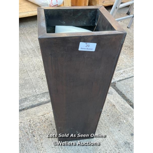 29 - Metal garden planter, 70cm h / JGS416