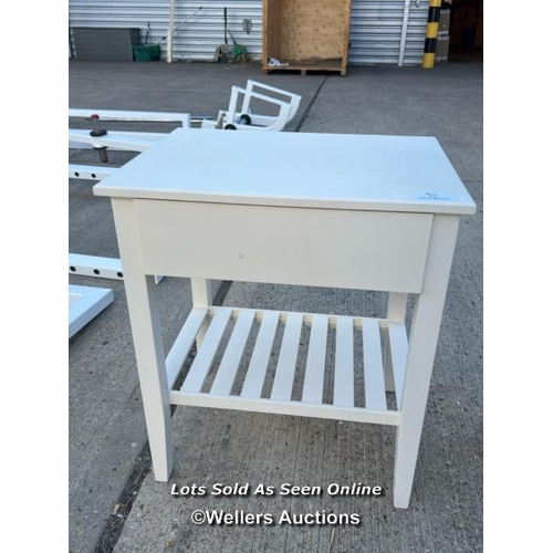 31 - White bedside table with single drawer, 70cm h x 60cm w x 45cm d / JGS416