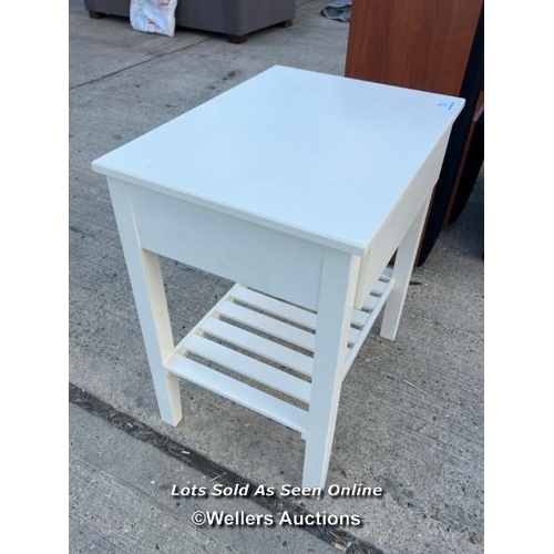 31 - White bedside table with single drawer, 70cm h x 60cm w x 45cm d / JGS416