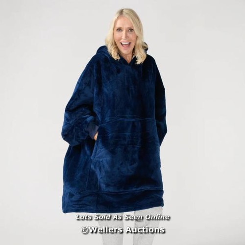 3123 - KUDD.LY HOODED TEDDY FLEECE SHERPA BLANKET - DARK BLUE (NAVY) / NEW / T1-A