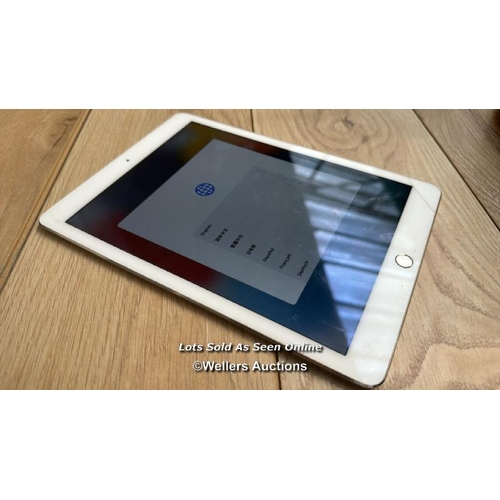 2166 - APPLE IPAD AIR 2 / A1566 / 64GB / GOLD / SERIAL NO. DMPNVB87G5YN / I-CLOUD LOCKED