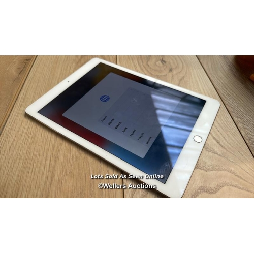 2168 - APPLE IPAD AIR 2 / A1566 / 128GB / GOLD / SERIAL NO. DMPSQAFMG5W3 / I-CLOUD LOCKED