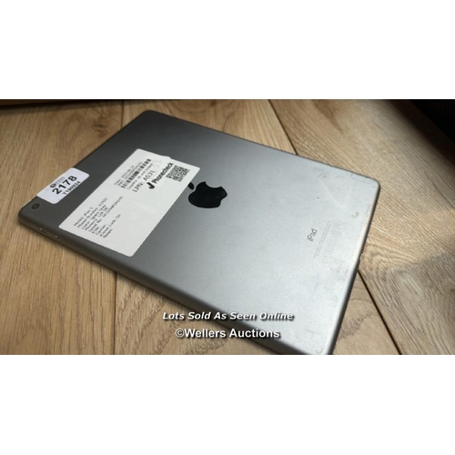 2178 - APPLE IPAD 5 / A1822 / 128GB / SPACE GREY / SERIAL NO. GCGV90PDHLFD / I-CLOUD LOCKED / E85