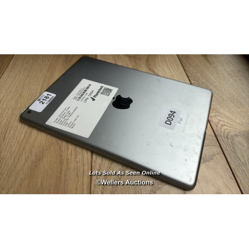 2181 - APPLE IPAD 6 / A1893 / 32GB / SPACE GREY / SERIAL NO. F9FXKC5RJF8J / I-CLOUD LOCKED / E85