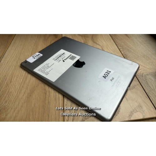 2186 - APPLE IPAD 6 / A1893 / 128GB / SPACE GREY / SERIAL NO. F9FWJDUNJF8M / I-CLOUD LOCKED / E85