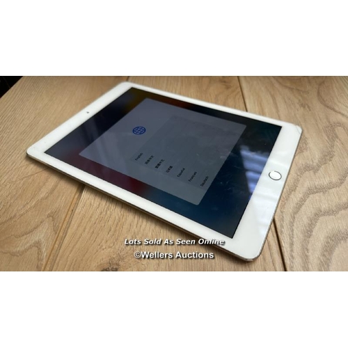 2249 - I-CLOUD UNLOCKED: APPLE IPAD AIR 2 / A1566 / 16GB / GOLD / SERIAL NO. DMPNRSXGG5VV  / E85