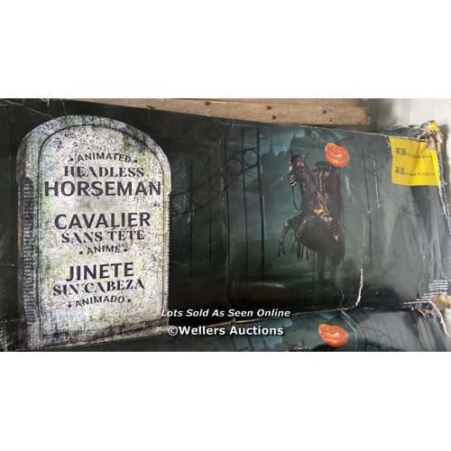 1036 - Halloween 7ft 2 Inches (2.2m) Animated Headless Horseman with Lights and Sounds / New, in tatty box ... 