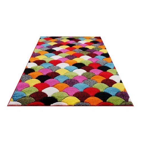 1045 - HYKKON NOBLES LOOPED/HOOKED BLACK/RED/PINK AREA RUG / RUG SIZE: RECTANGLE 80 X 150CM / RRP:  39.99 /... 