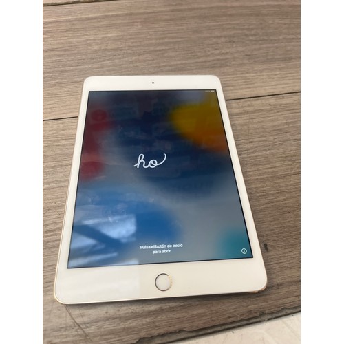 2130 - I-CLOUD UNLOCKED: APPLE IPAD MINI 4 / A1538 / 128GB / GOLD / SERIAL NO. F9FVV323GHKL