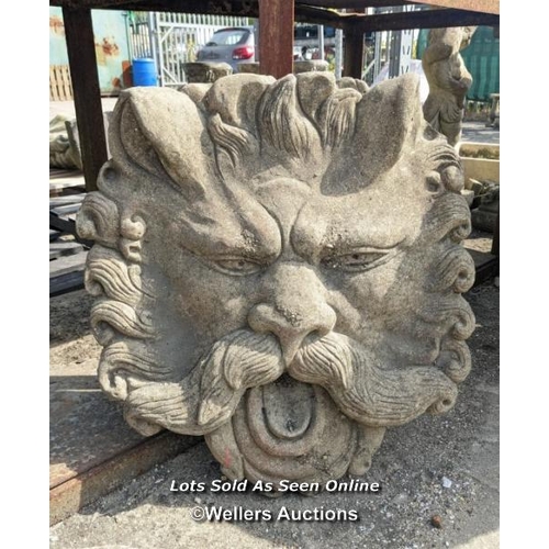 19 - m0125 Reconstituted stone sun god plaque, H: 51cm x W: 46cm