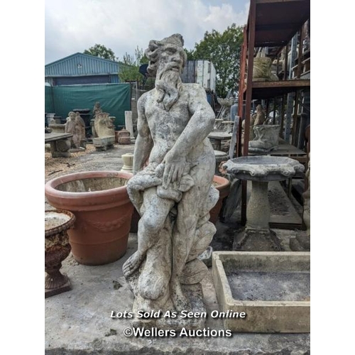 3 - f0127 Reconstituted marble stone Neptune, H: 134cm