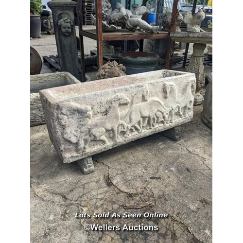 30 - p0138 Reconstituted stone equine trough (including feet), H: 46cm x W: 92cm x D: 31cm