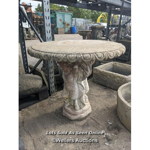 33 - m0121 Reconstituted stone pan table, H: 78cm x W: 88cm