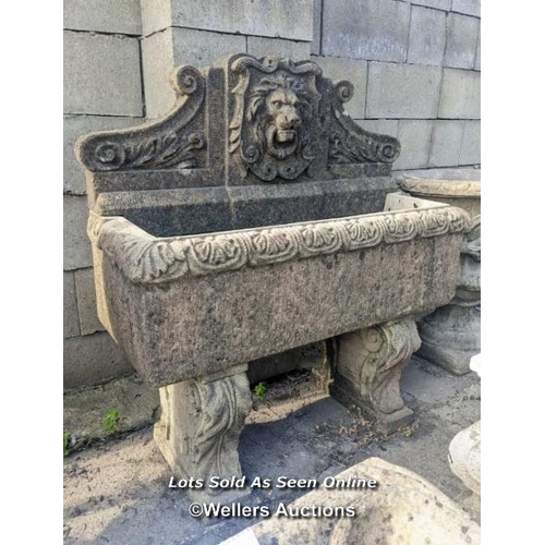 49 - w0063 Reconstituted stone lion trough fountain, H: 105cm x W: 96cm x D: 39cm